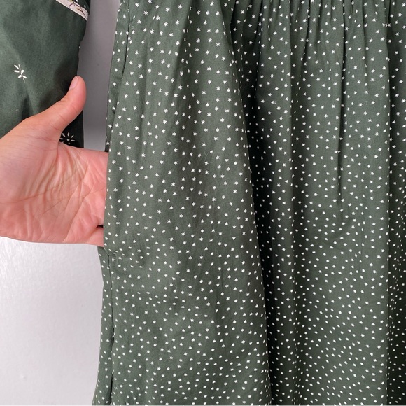 Madewell Floral Mix Square Neck Mini Dress Dark Forest Green 2 - Picture 9 of 13